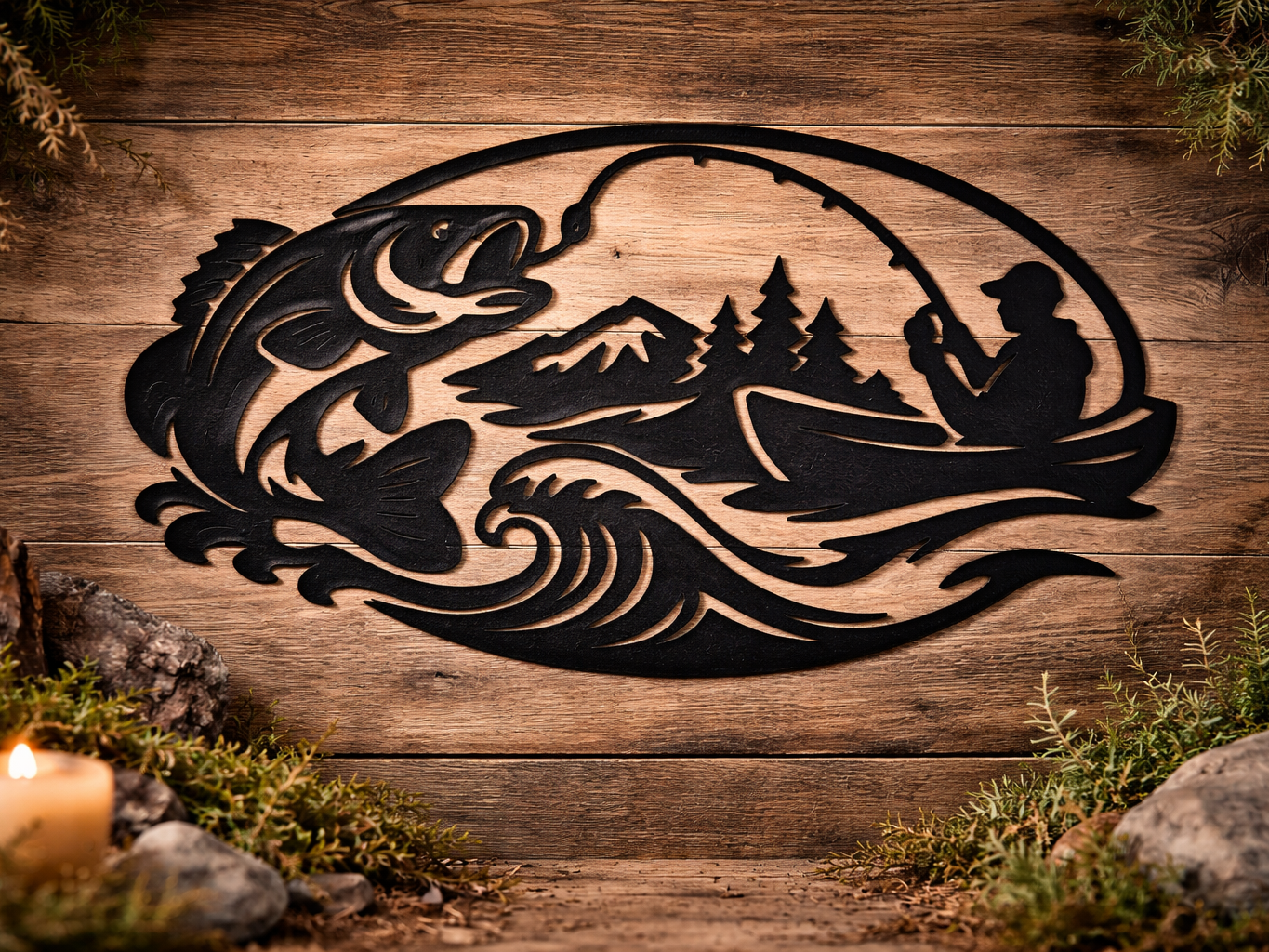 Fishing Wall Art Decor - Fishing Scene Wall Art