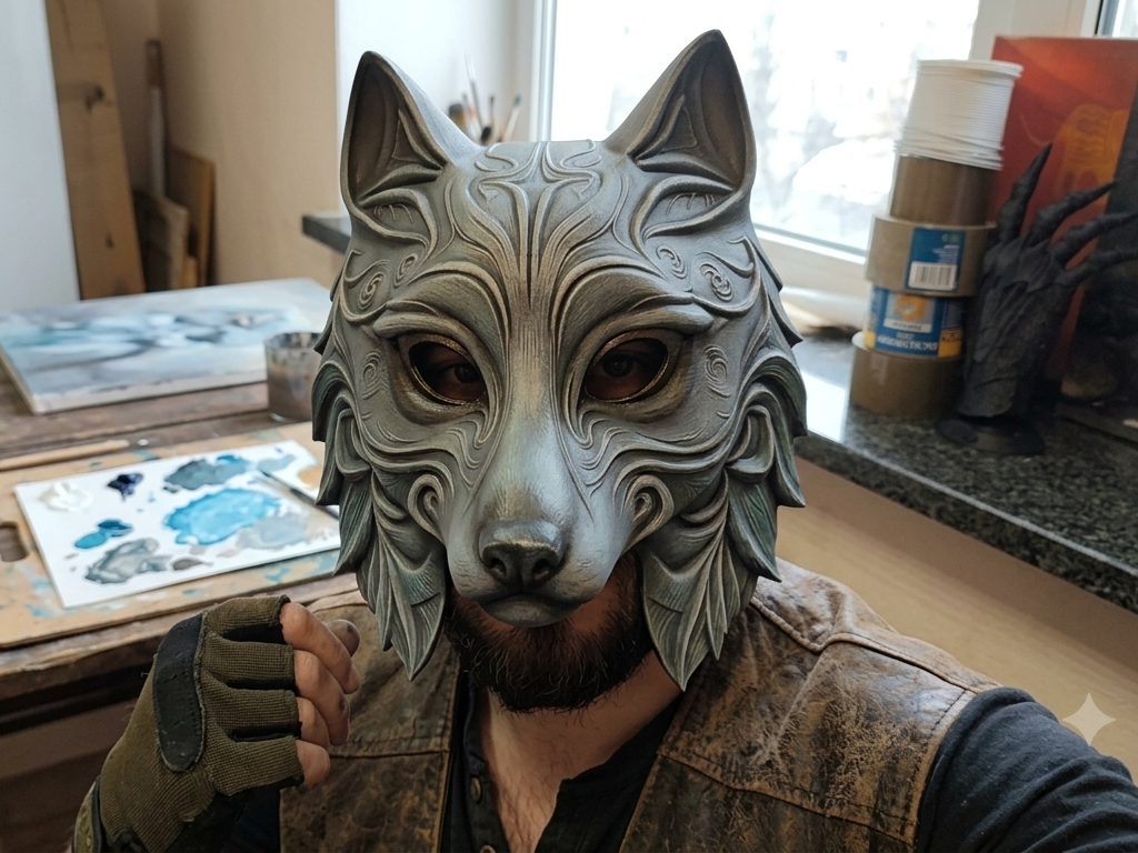 Stylische Wolfs-Maske (Tragbar & Detailliert)