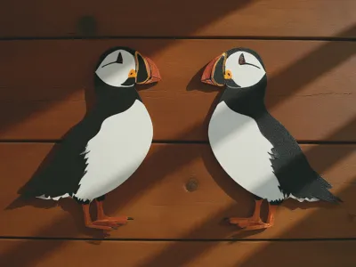 Colored Puffin wall art