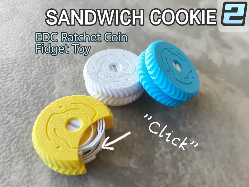 Sandwich Cookie 2 Ratchet Coin Fidget Toy