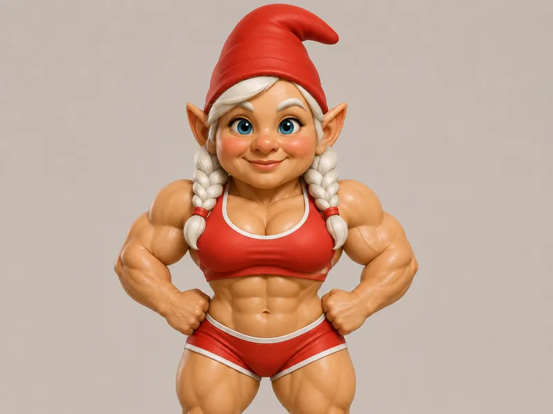 Bodybuilder Gartenzwergin