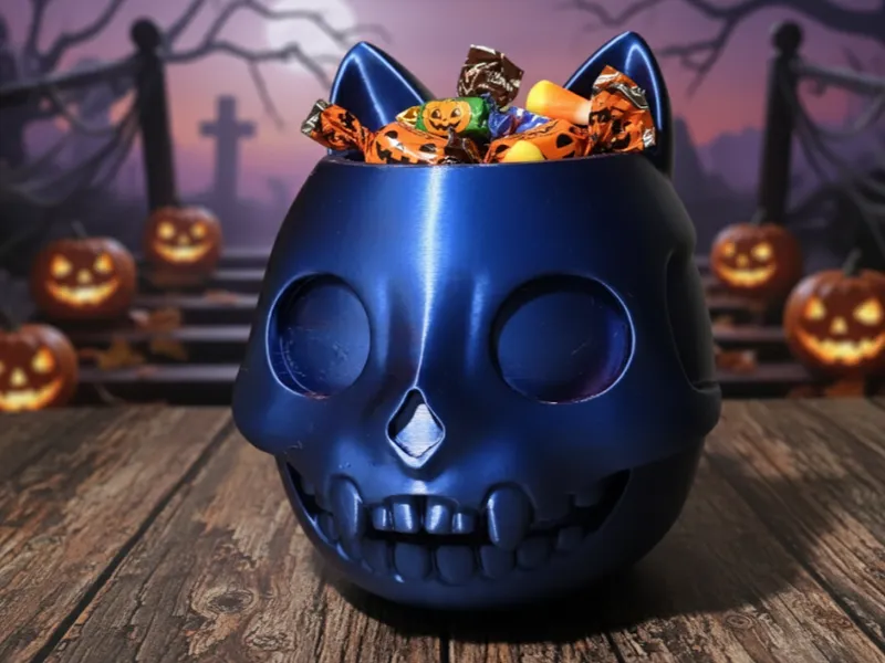 Spooky Feline Skull Treat Bowl