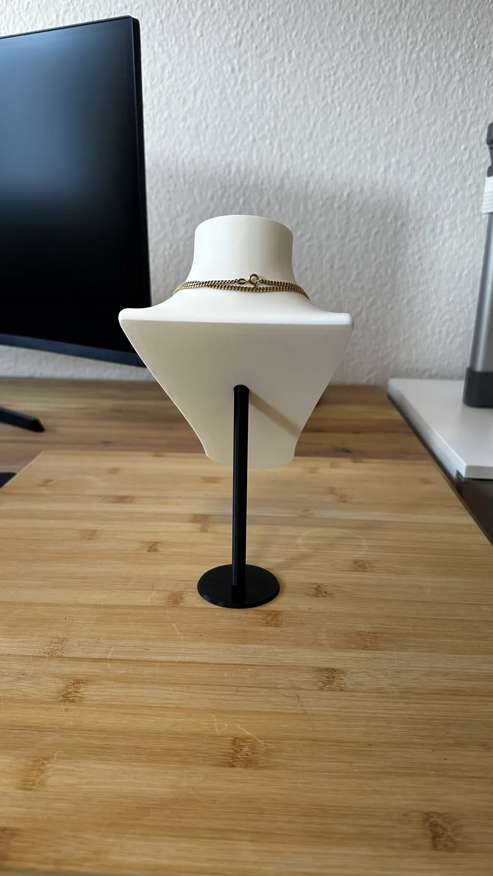 Buste bijoux simili cuir blanc, support collier présentation vitrine