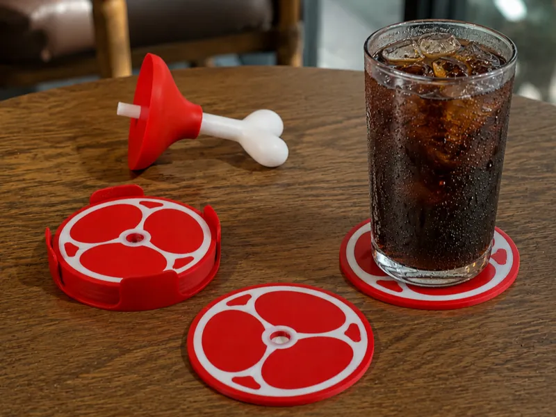 Meat Slice Coaster Set with Stand (AMS)