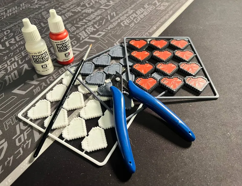 8-bit Pixel Art Hearts Retrogaming Style Model Kit