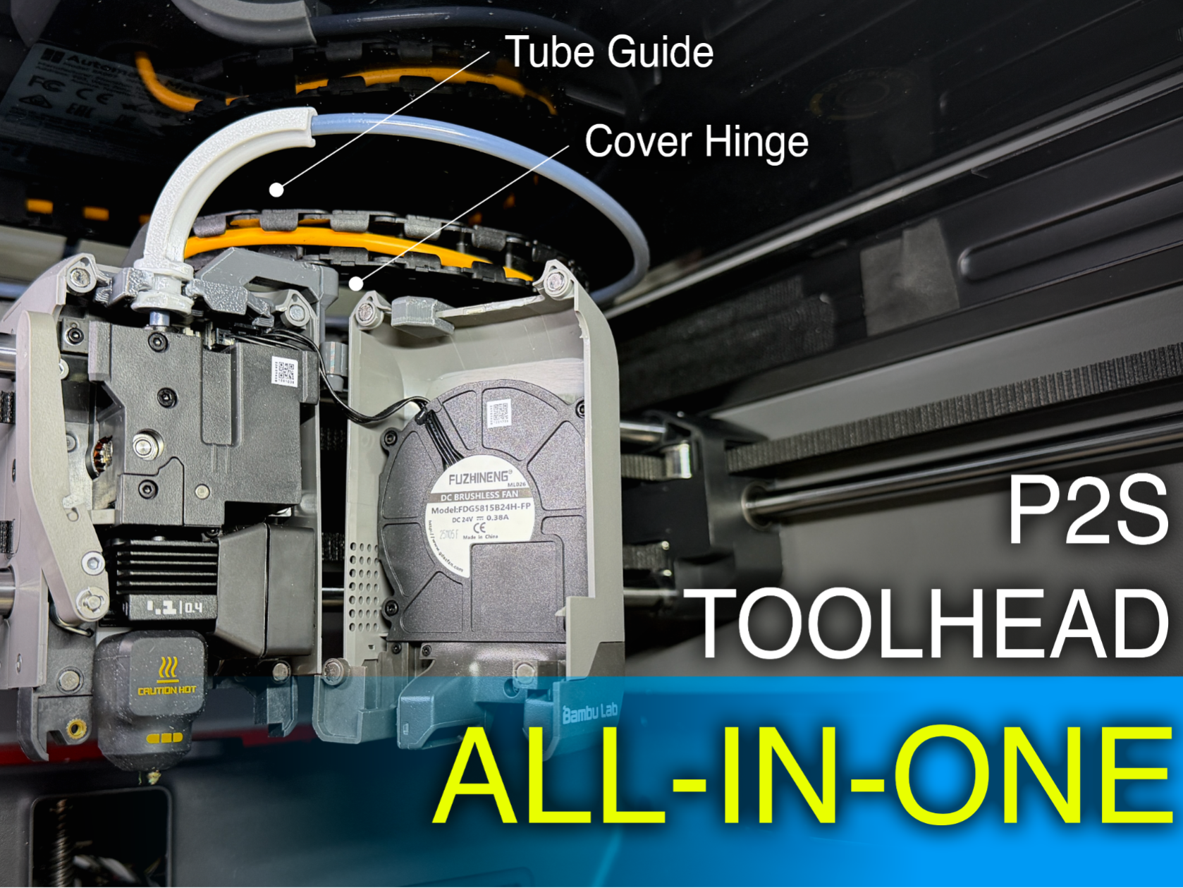 P2S Toolhead Cover Hinge and Tube Guide All in One