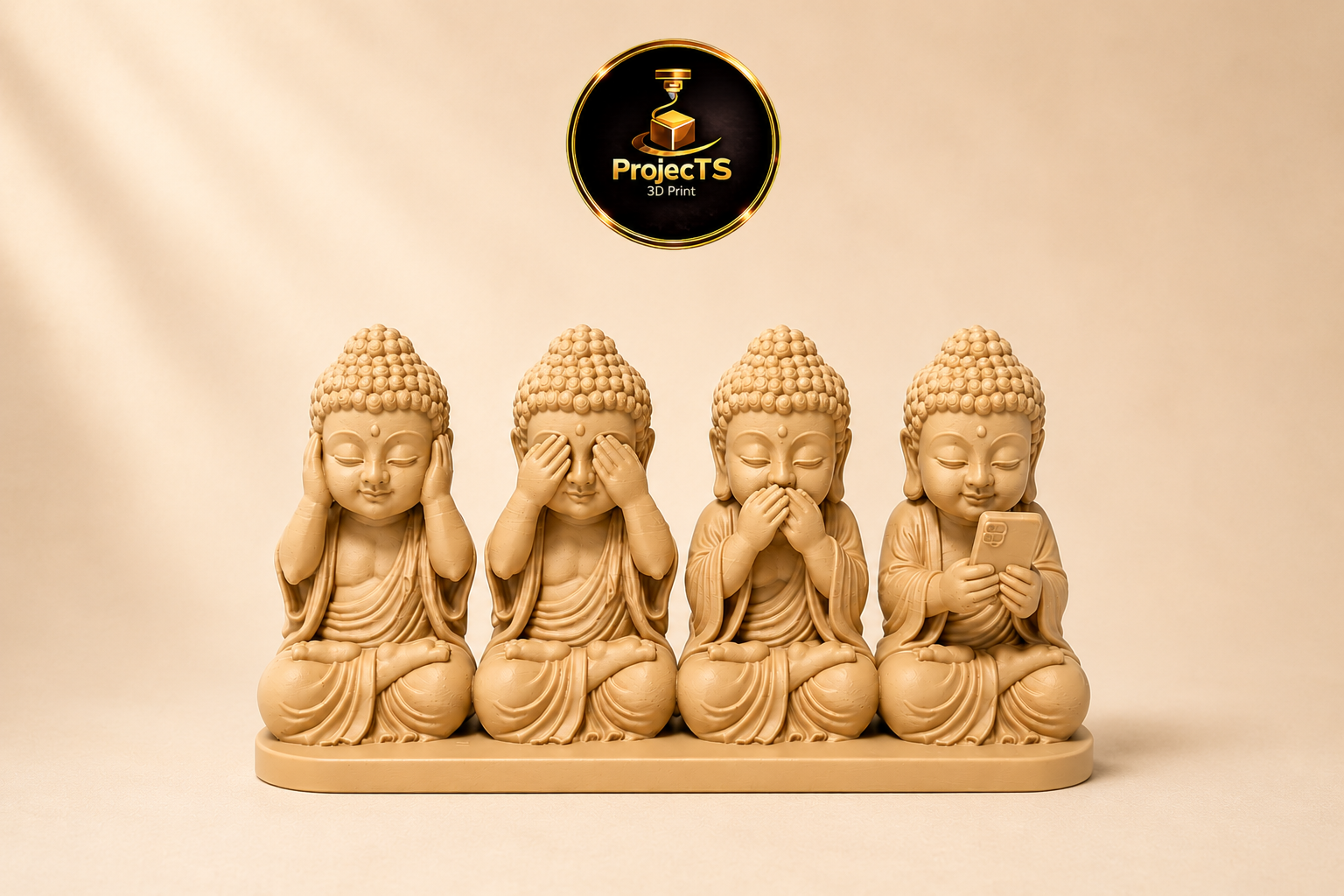 Miniatura 2 do modelo 3D 4 Buddhas