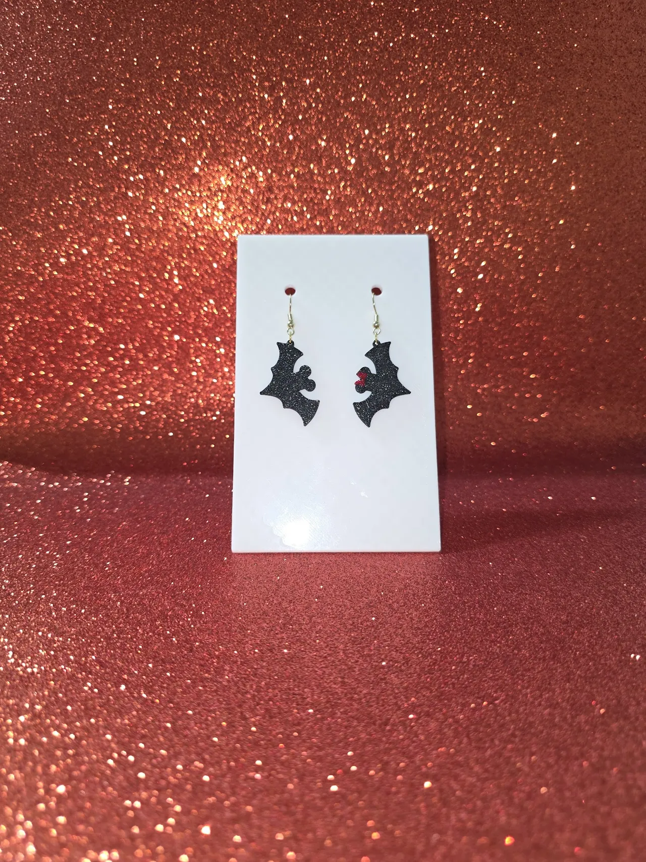 Mickey and Minnie bat earrings view 2