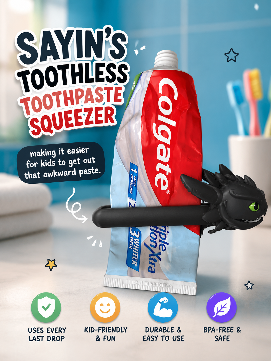 Miniatura 3 do modelo 3D The Toothless toothpaste squeezer
