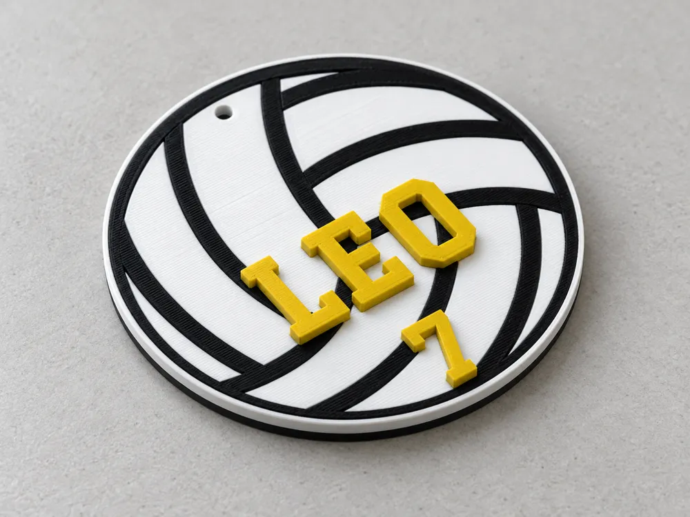 Keychain Number Rings Small Volleyball Name Tag - Customizable - Free 3D Print Model - MakerWorld