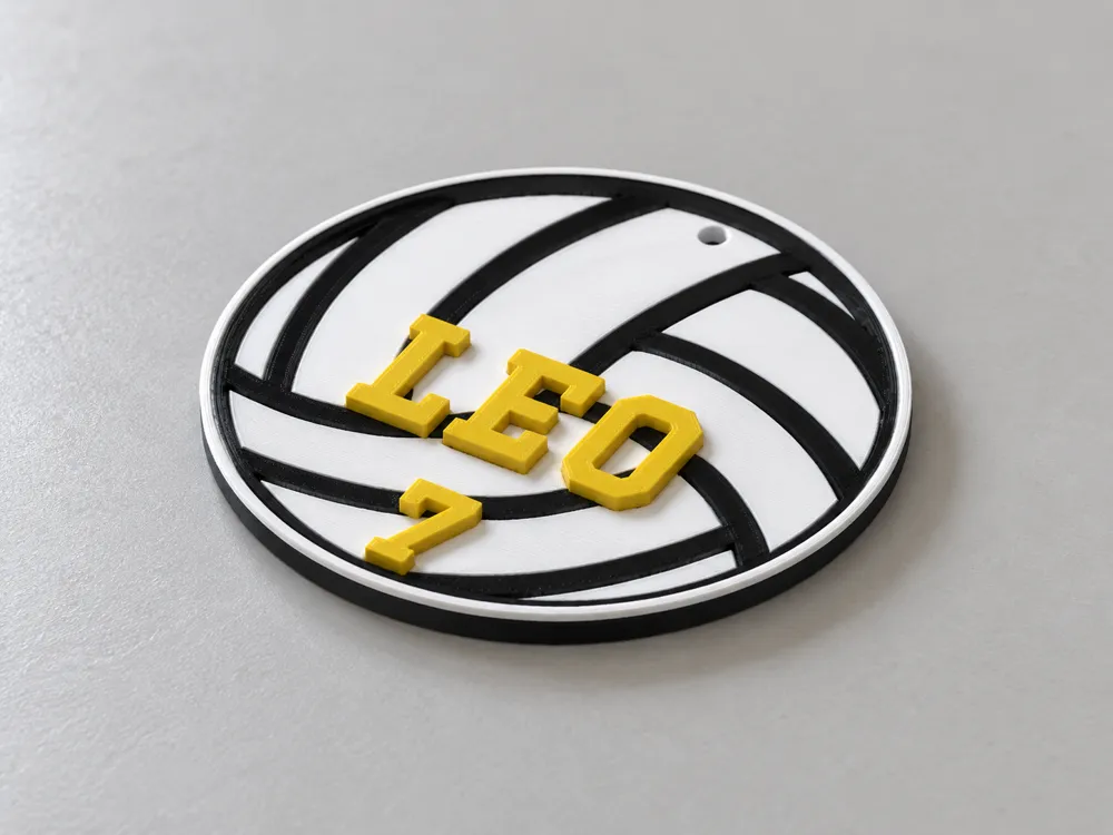 Keychain Number Rings Small Volleyball Name Tag - Customizable - Free 3D Print Model - MakerWorld