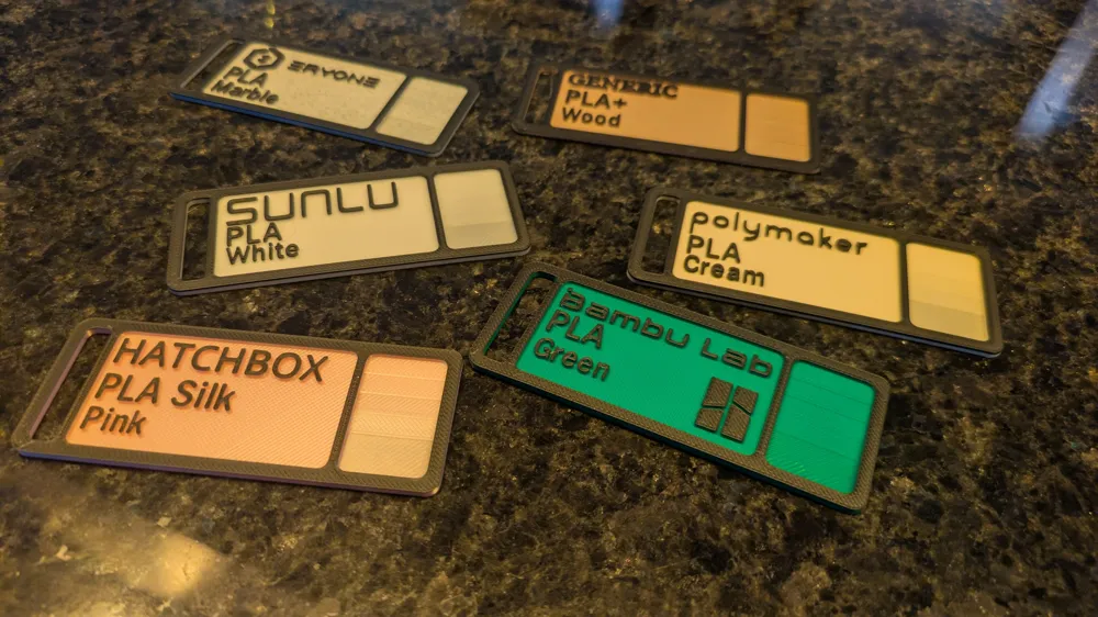 Pla Sample Card PLA Filament Sample Cards multiple brands - Free 3D Print Model ...
