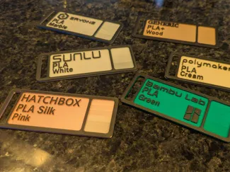 PLA Filament Sample Cards multiple brands