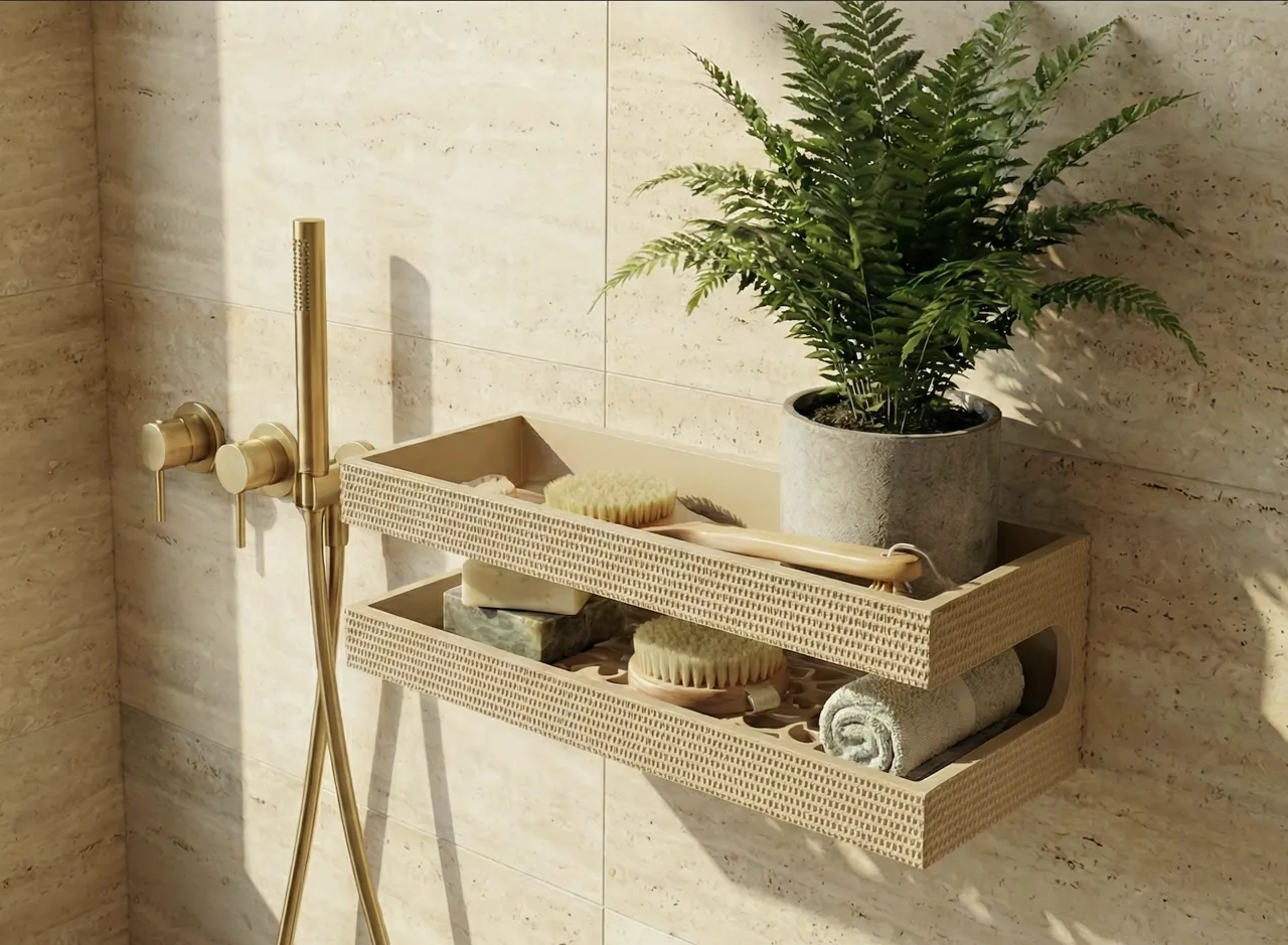 Modern Textured Tier Shower Shelf & Organizer view 2