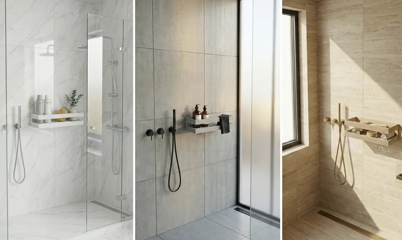 Modern Textured Tier Shower Shelf & Organizer view 4