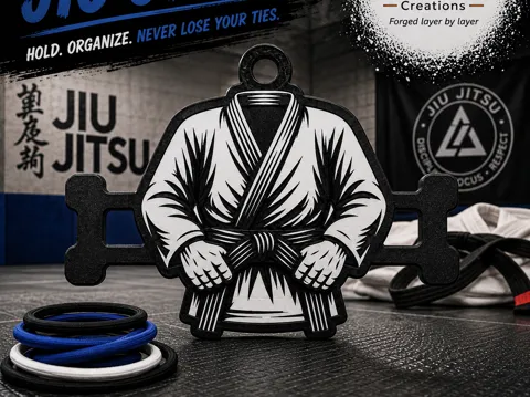 Accesorio para sujetar ligas de cabello: Jiu Jitsu Gi Hair Tie Holder Keychain — referencia de MakerWorld