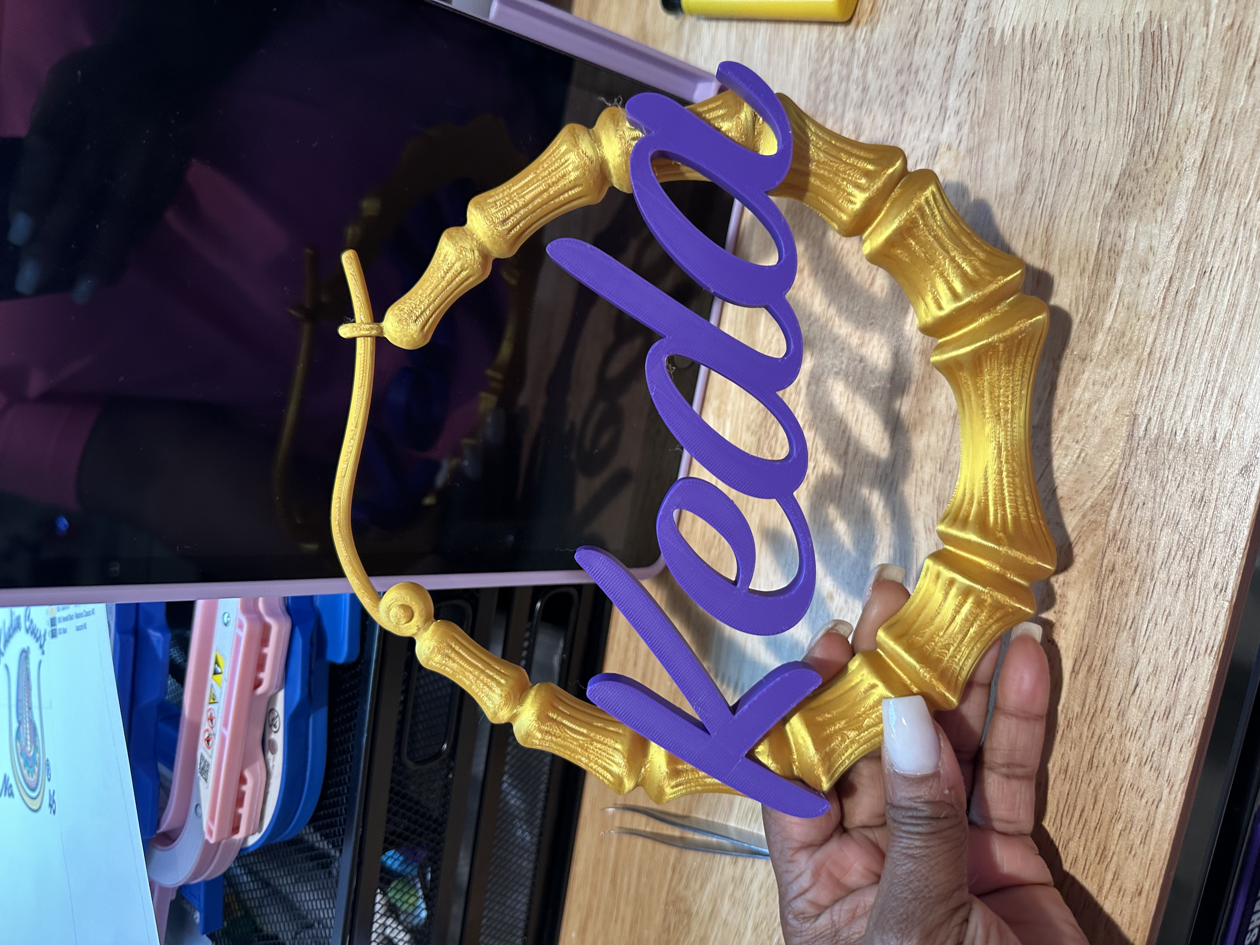 Bamboo Earring Decor editable name - 1