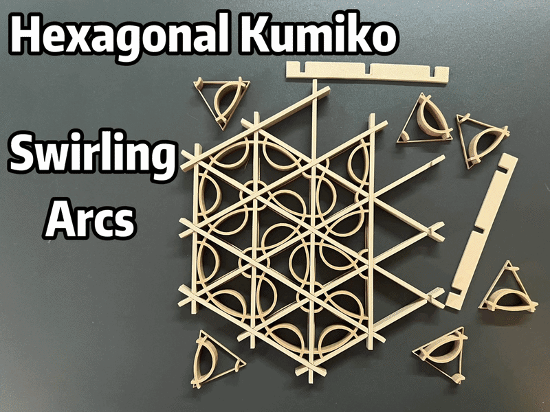 Hexagonal Kumiko - Swirling Arcs (Tri24)