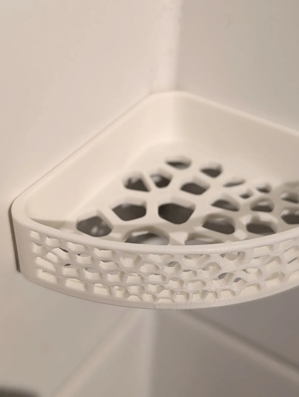 Corner Voronoi Shower Shelf - Free 3D Print Model - MakerWorld