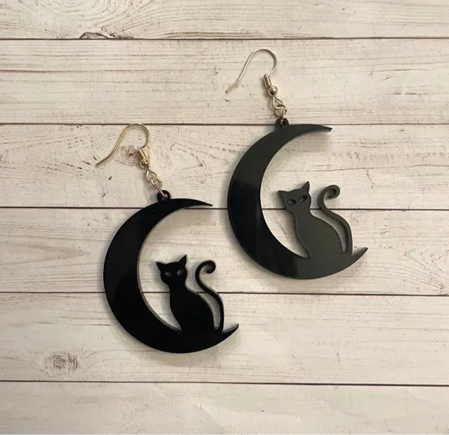 CAT IN A MOON EARRINGS