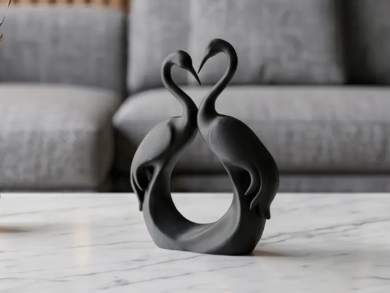 Elegant Swan Heart Decor | Easy Print