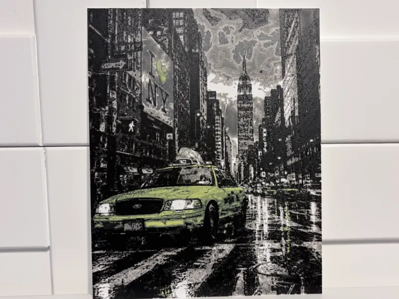 NYC Taxi in the Rain | HueForge