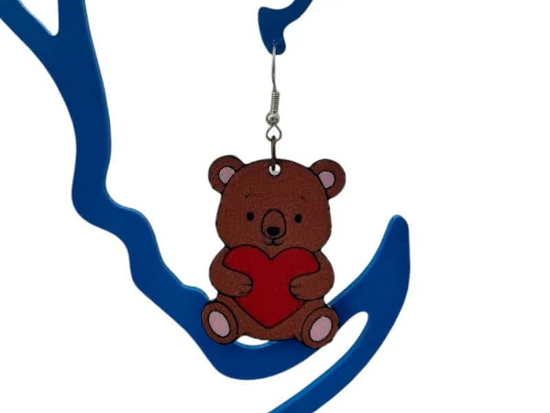 Bear Heart Earrings / Keychain