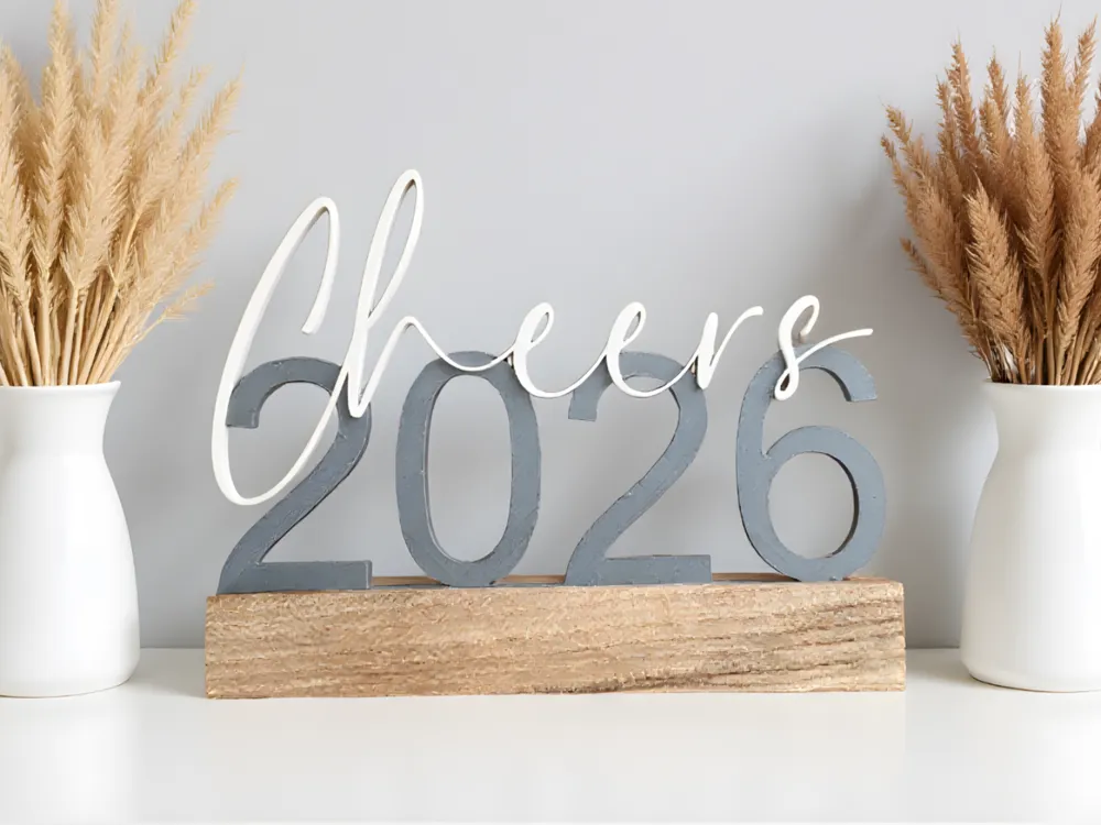 00123 Cheers Lettering 2026 Blocks - Free 3D Print Model - MakerWorld