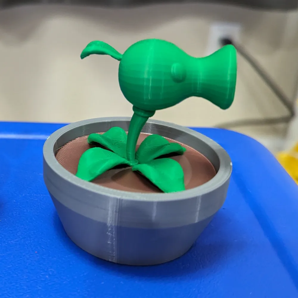 Peashooter from Plants vs Zombies in Pot Multicolor by vorkosigan78