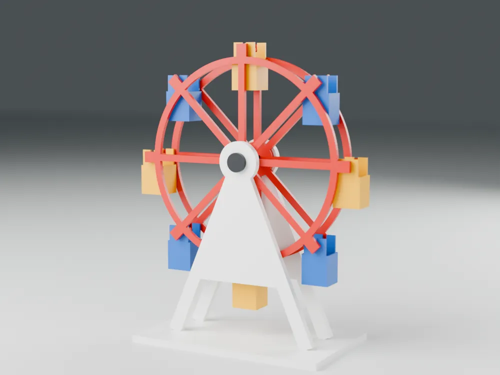 Modelo para impresión 3D: Sunset Wheel — Hand-Crank Ferris Wheel. Referencia del modelo original.