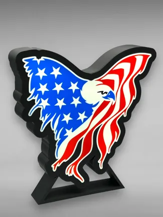 Bald Eagle US Flag Light Box