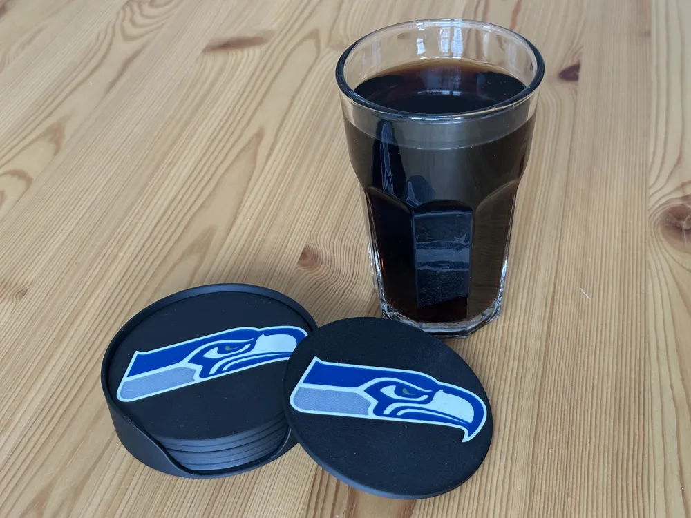 Seattle Seahawks Coasters with Box, NFL Superbowl - Free 3D Print Model ...