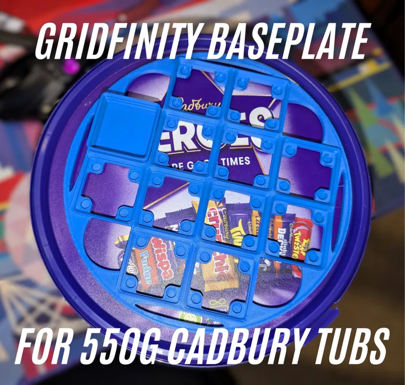 Gridfinity Baseplate for CAD-Bury 550g Tubs