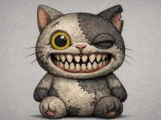 牙喵 GnawCat｜Fuggler風格怪奇貓咪公仔｜醜萌人類牙齒設計｜3D列印擺飾模型