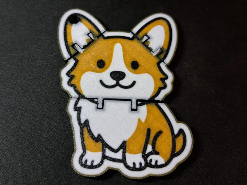 Cute Corgi Flexi Keychain