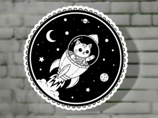 Cat in space keychain