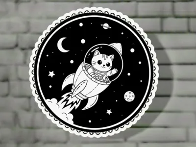 Cat in space keychain