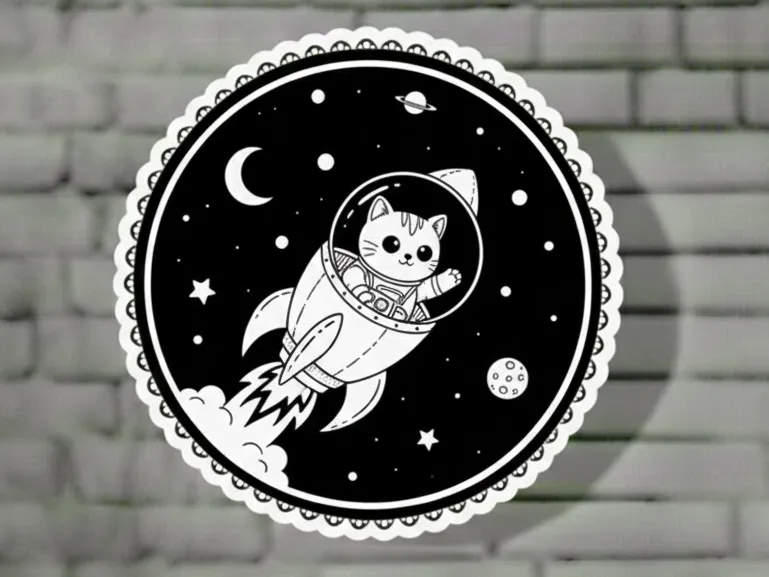 Cat in space keychain