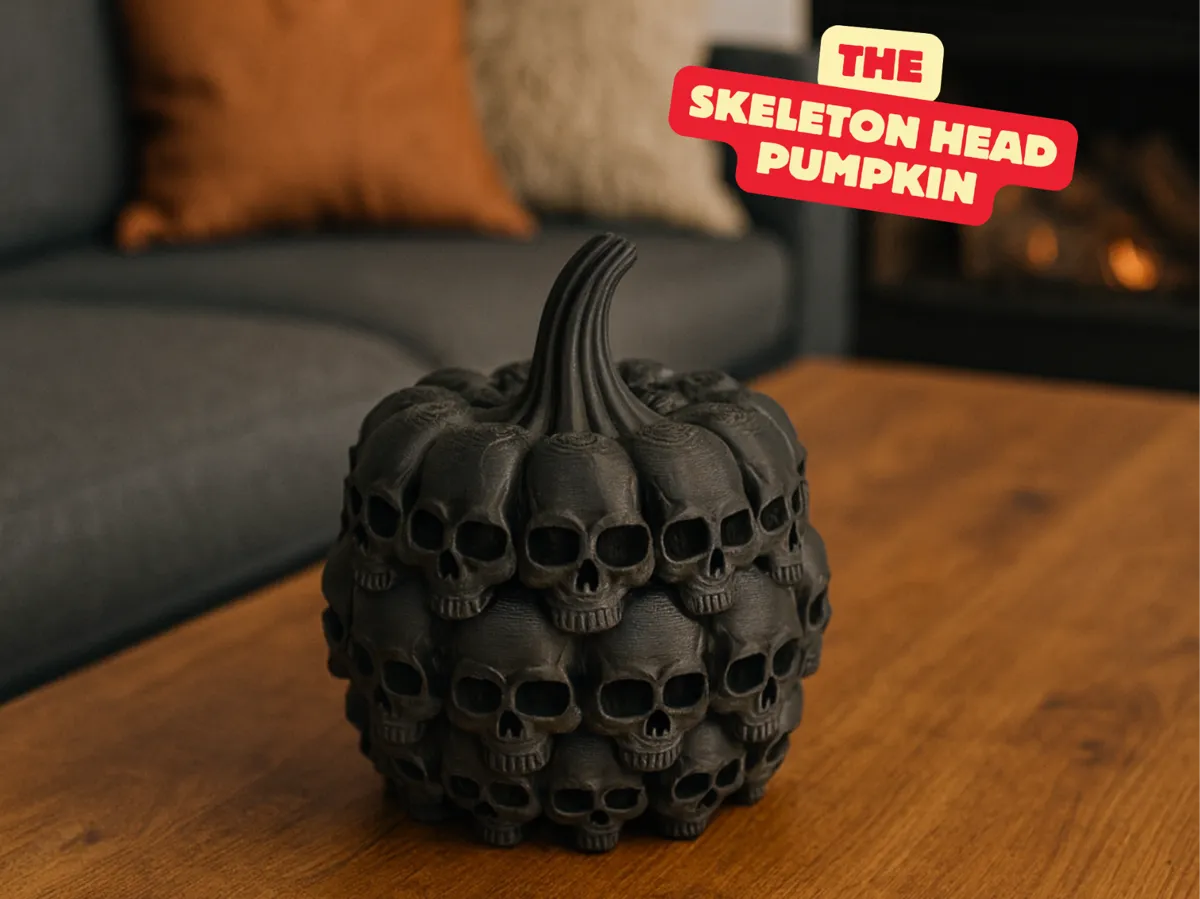 SKELETON HEAD PUMPKIN / HALLOWEEN DECOR - Free 3D Print Model - MakerWorld