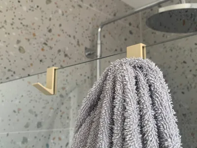 Minimalist Shower Glass Panel Towel Hook