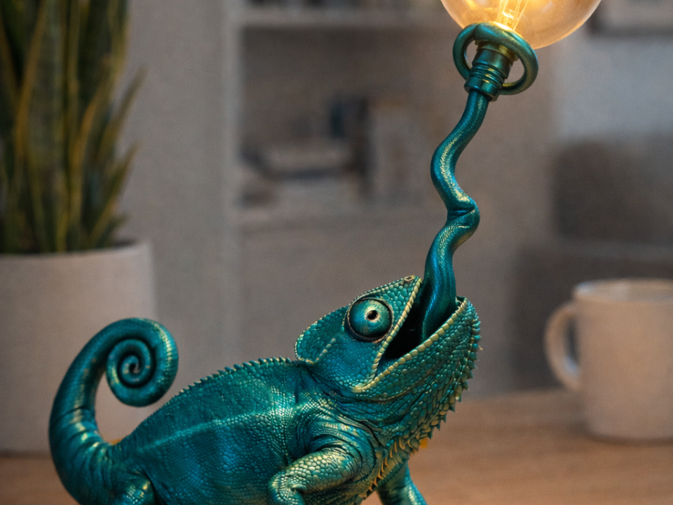 Chamaleon design metellic lamp lampada camaleonte