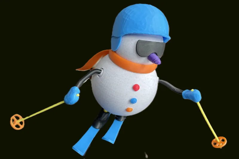 Snowman in Action - skiing