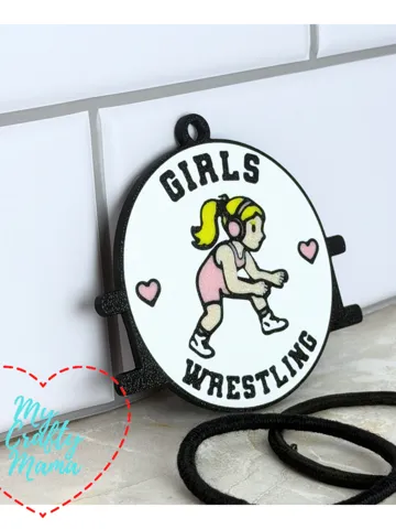 Accesorio para sujetar ligas de cabello: Girls wrestling hair tie keychain — vista de referencia 2