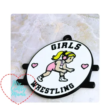 Accesorio para sujetar ligas de cabello: Girls wrestling hair tie keychain — vista de referencia 5