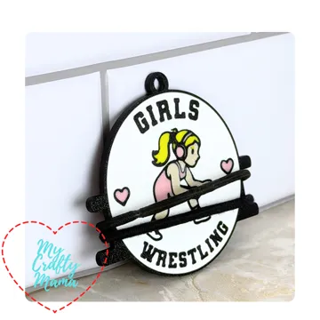Accesorio para sujetar ligas de cabello: Girls wrestling hair tie keychain — vista de referencia 3