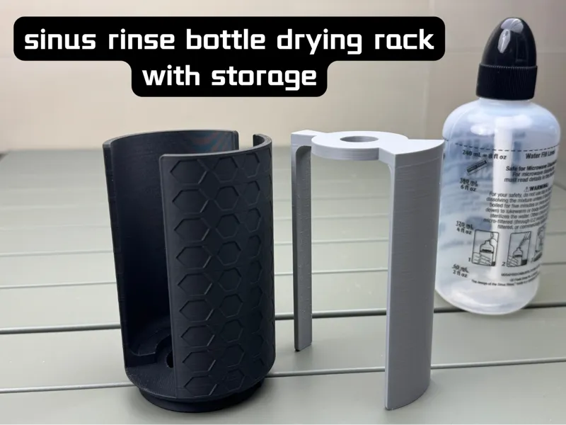 sinus rinse bottle drying rack with storage