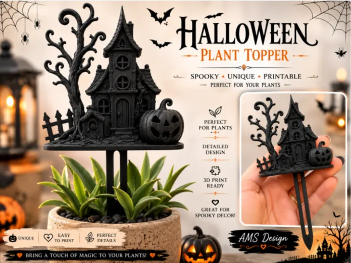 Accesorio de iluminación decorativa: Halloween Haunted House Plant Topper. Referencia del modelo original.