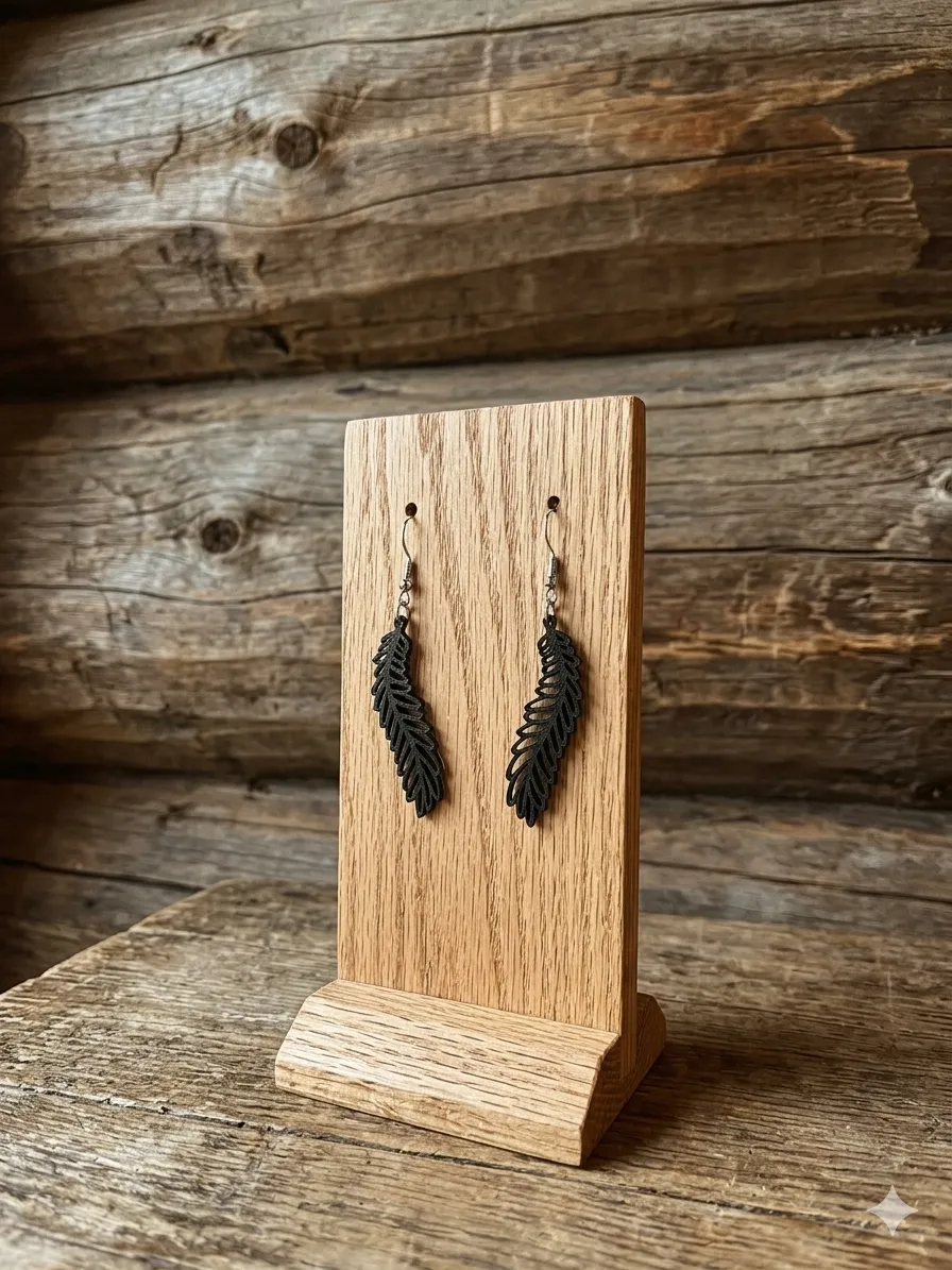 Hanging Fern Silhouette Earrings (9 minute print!) view 2