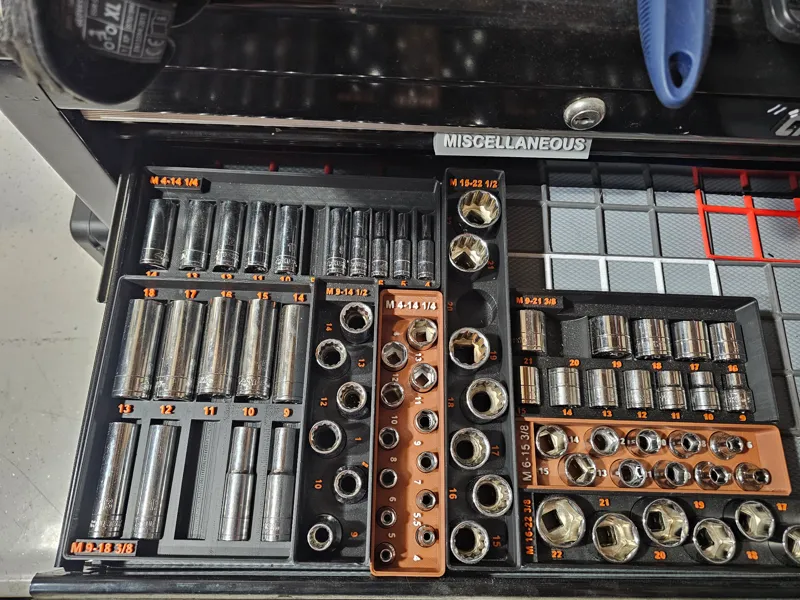 Various Socket Organizer (Gridfinity, Metric)