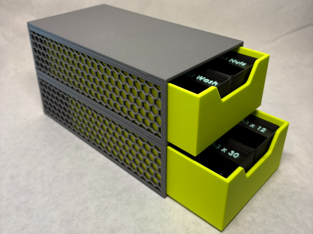 Stackable Storage Bin with 2x4 Gridfinity Drawer